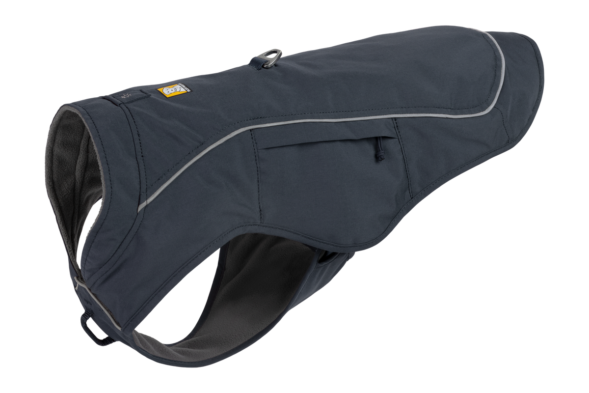 dog jacket with harness in Basalt Gray